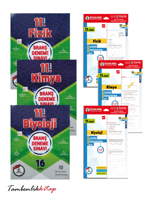 11.Sınıf Fizik,Kimya,Biyoloji Deneme ve Yaprak Test Seti Özdebir Yayınları 11.Sınıf Fizik,Kimya,Biyoloji Deneme ve Yaprak Test Seti Özdebir Yayınları