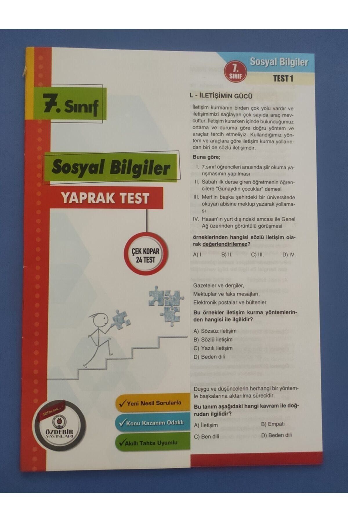 7.Sınıf Sosyal Bilgiler Yaprak Test