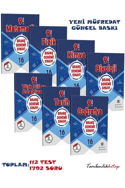 9.Sınıf Güncel Baskı Tüm Dersler Branş Deneme Seti 112 Test 1792 Soru 9.Sınıf Güncel Baskı Tüm Dersler Branş Deneme Seti 112 Test 1792 Soru