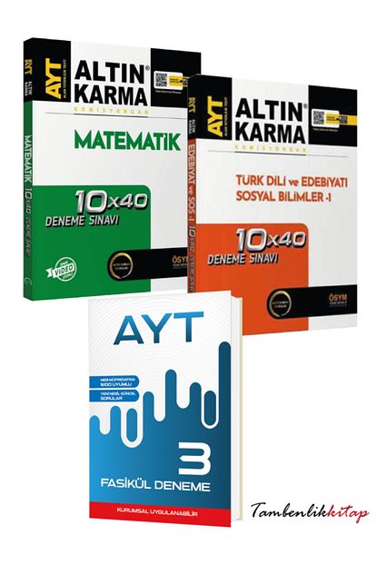 Altın Karma Yayınları AYT Matematik, Edebiyat ve Sosyal Bilimler-1  Branş Deneme +3 Fasikül Deneme