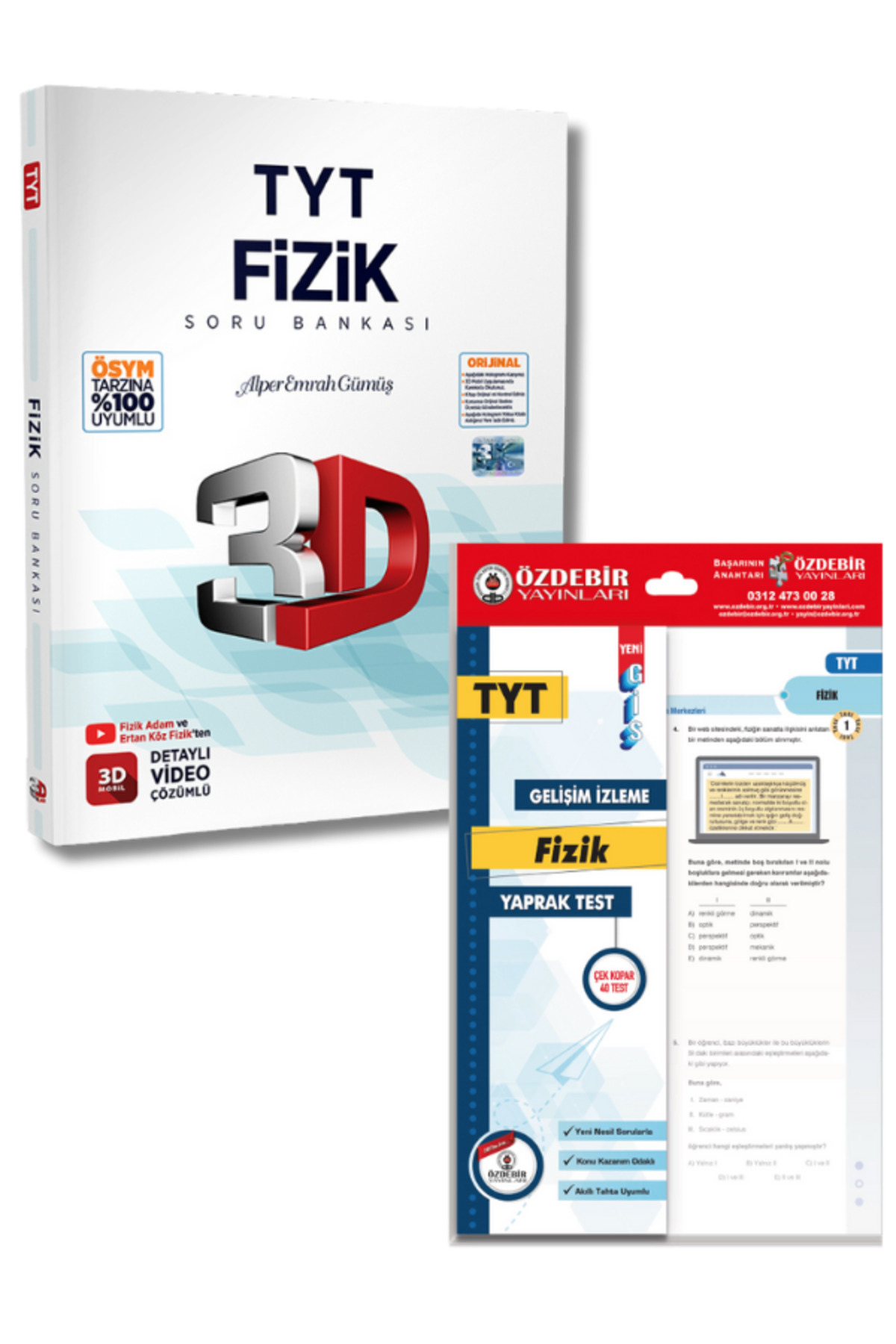 Özdebir ve 3D Yayınlarından TYT Fizik Soru Bankası ve Yaprak Test Seti