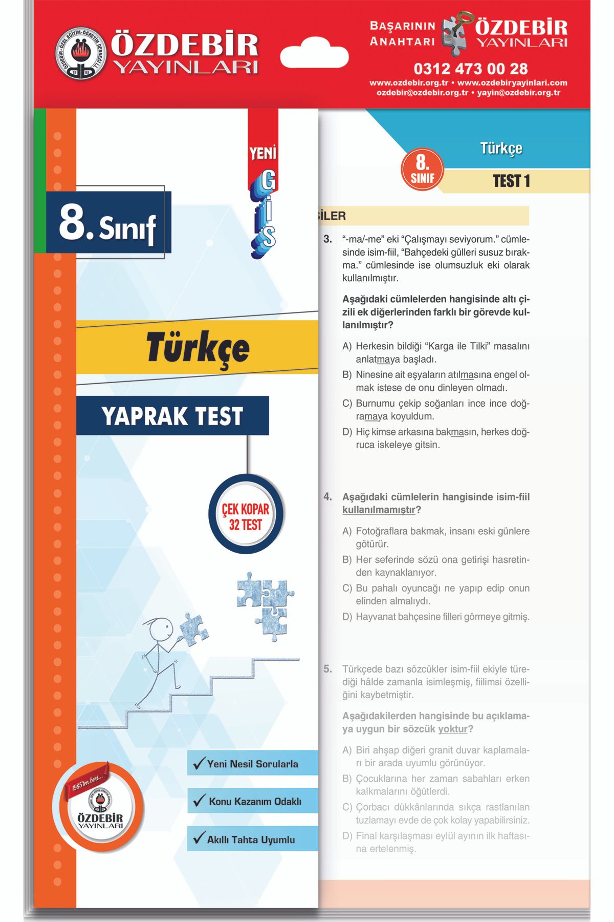 Özdebir Yayınları 8.Sınıf Yaprak Test Seti 6 Ders