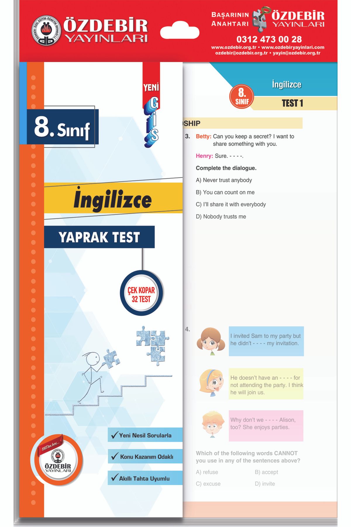 Özdebir Yayınları 8.Sınıf Yaprak Test Seti 6 Ders