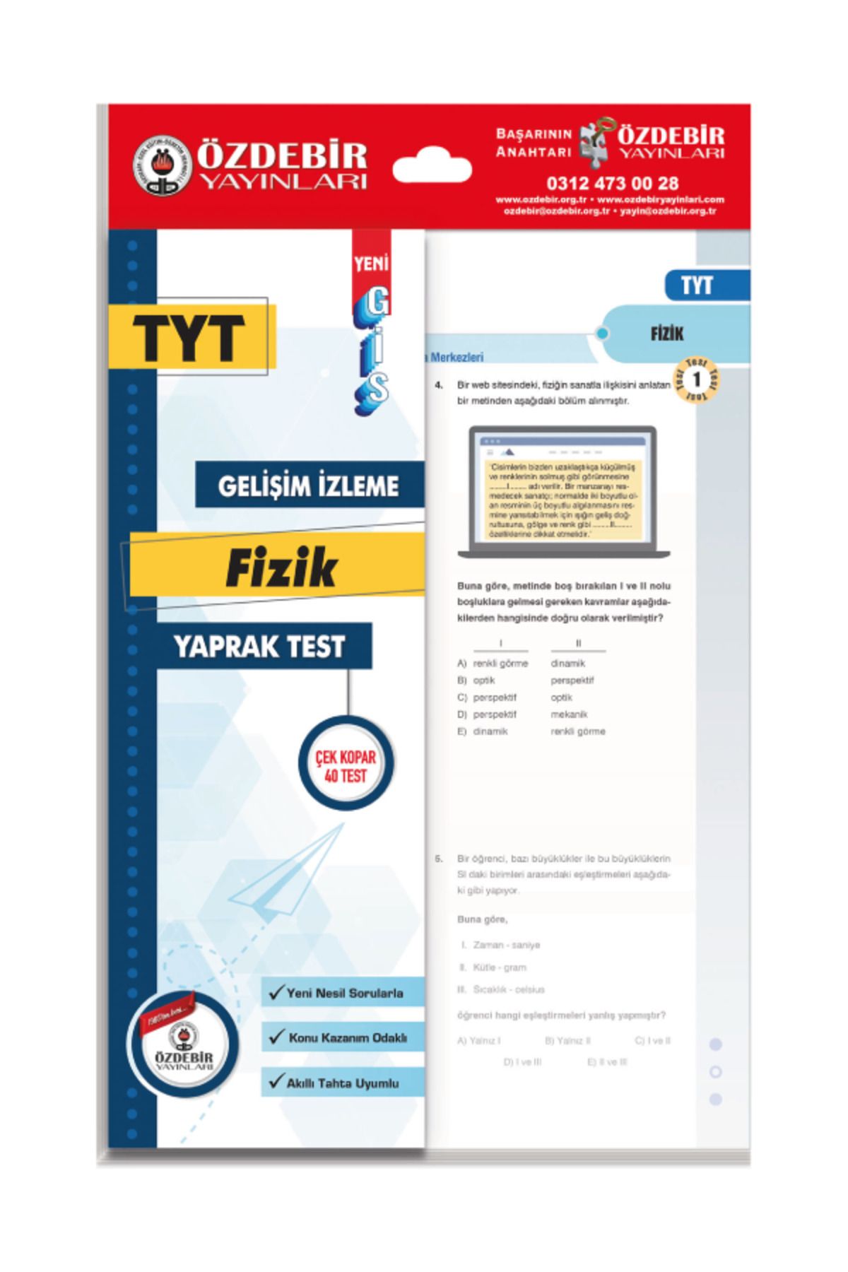 Özdebir Yayınları TYT Sayısal Fen Yaprak Test Seti (Fizik,Kimya,Biyoloji)