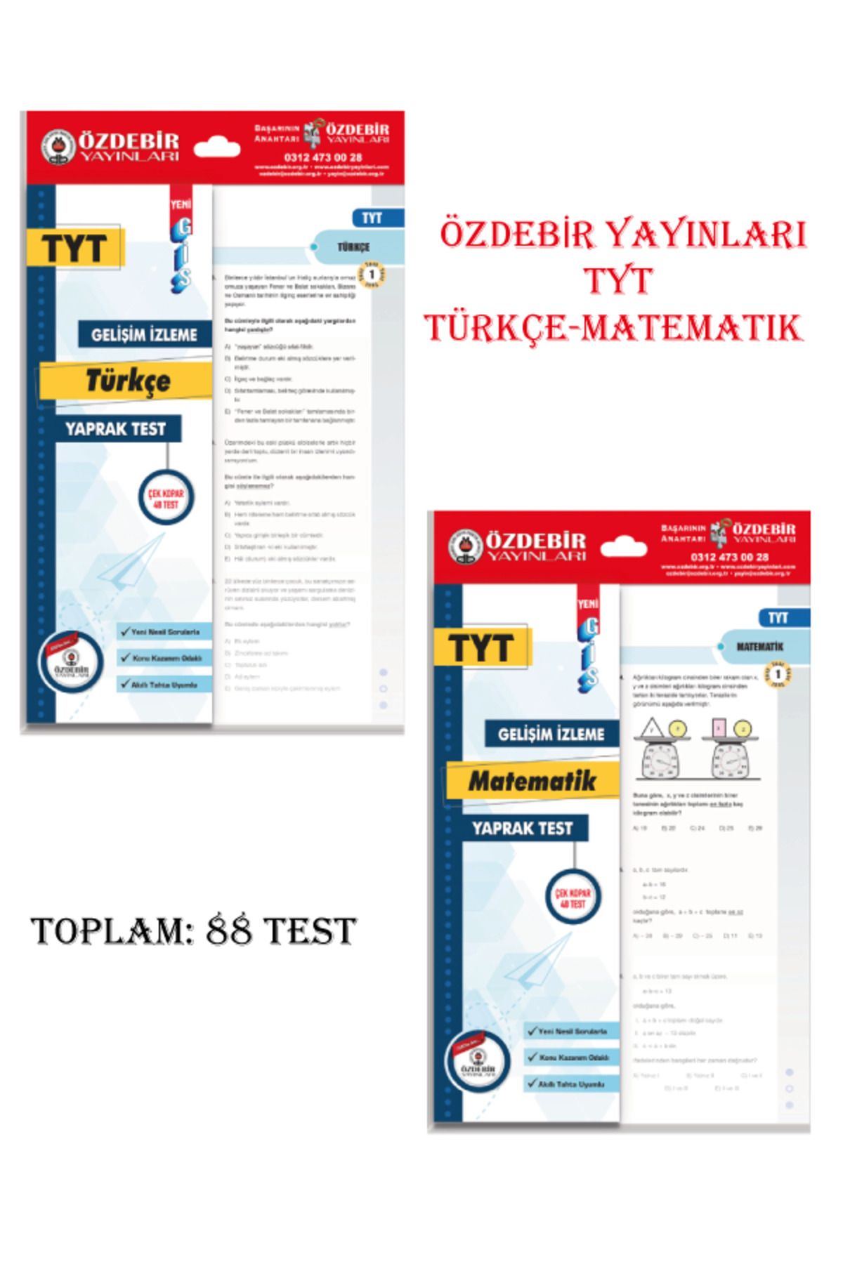 Özdebir Yayınları TYT Türkçe Matematik Yaprak Test Seti