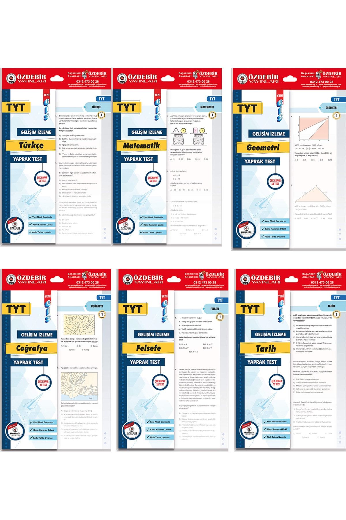 ÖZDEBİR YAYINLARI TYT YAPRAK TEST EŞİT AĞIRLIK SET (MAT., GEO., TÜRKÇE, TARİH, COĞ., FEL.)