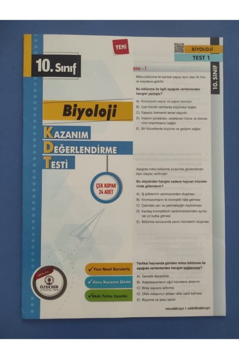 10.sınıf Biyoloji Yaprak Test