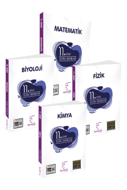 11. Sınıf Sayısal Soru Bankası Seti Matematik, Fizik, Kimya, Biyoloji (Yeni Baskı)
