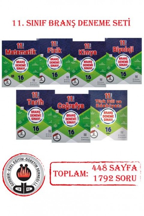 11.Sınıf Branş Deneme Seti Güncel Baskı 1792 Soru