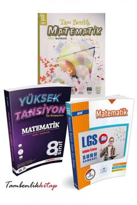 8.Sınıf LGS Matematik 3'lü Soru Bankası Seti Kolay, Orta, Zor Seviye