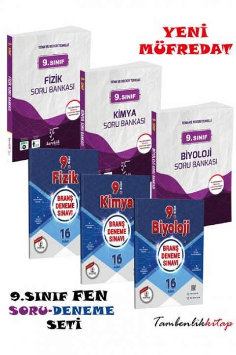 9.Sınıf Güncel Baskı Fen Soru Deneme Seti (Fizik, Kimya, Biyoloji) Özdebir, Karekök Yayınları