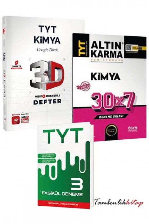 Altın Karma ve 3D Yayınlarından TYT Kimya Video Destekli Defter ile Deneme + TYT 3 Fasikül Deneme