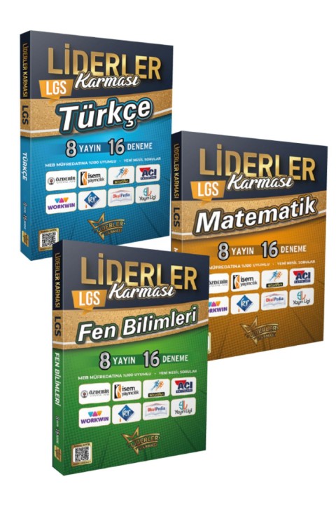 Liderler Karması 2024 Model 8.Sınıf LGS 8 Yayın Evinden 48 Türkçe, Matematik, Fen Branş Deneme Seti