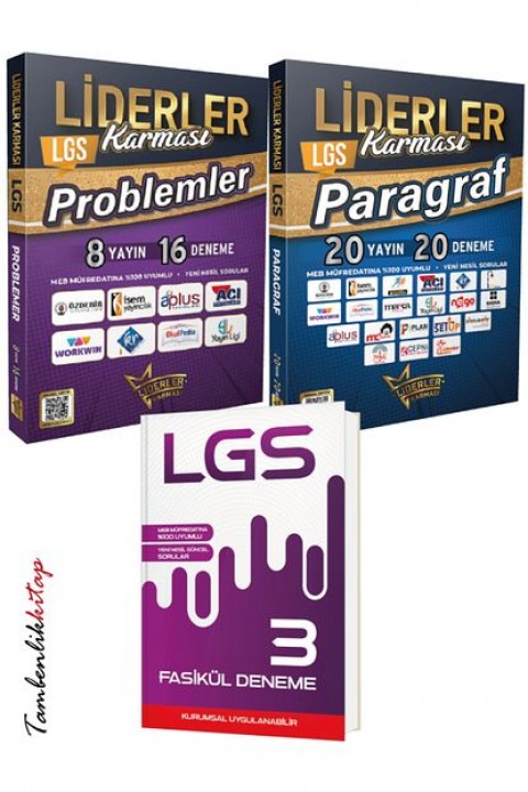 Liderler Karması 8.Sınıf LGS Paragraf ve Problemler Seti + 3 Genel Deneme