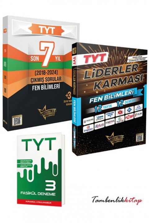 Liderler Karması TYT Fen Bilimleri Son 7 Yıl Çıkmış Sorular ve 12 Deneme Sınavı +3 Genel Deneme