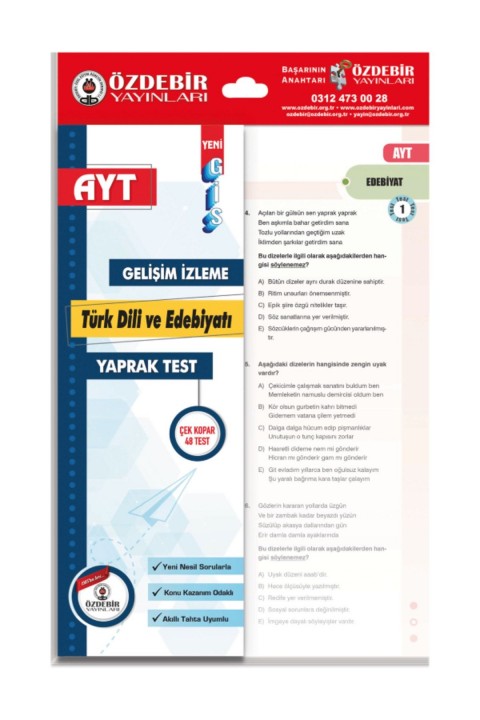Özdebir Ayt Edebiyat Gis Yaprak Test Mst04502