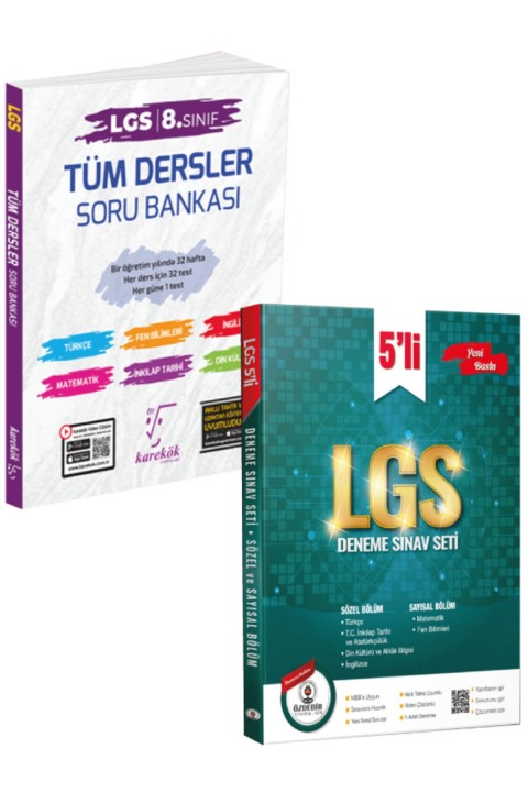 Özdebir ve Karekök Yayınlarından 8.Sınıf LGS Tüm Dersler Soru Deneme Seti