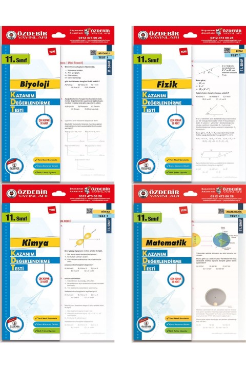 ÖZDEBİR YAYINLARI 11. SINIF YAPRAK TEST SAYISAL SET (MATEMATİK, FİZİK, KİMYA, BİYOLOJİ)