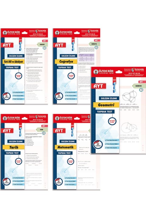 ÖZDEBİR YAYINLARI AYT YAPRAK TEST EŞİT AĞIRLIK SET (MATEMATİK, GEOMETRİ, EDEBİYAT, TARİH, COGRAFYA)