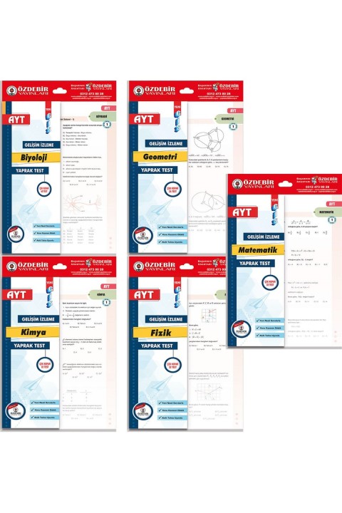 ÖZDEBİR YAYINLARI AYT YAPRAK TEST SAYISAL SET (MATEMATİK, GEOMETRİ, FİZİK, KİMYA, BİYOLOJİ)