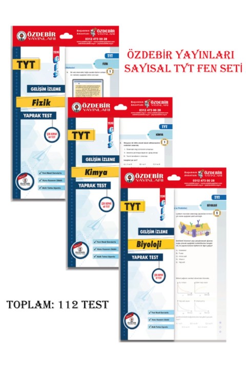 Özdebir Yayınları TYT Sayısal Fen Yaprak Test Seti (Fizik,Kimya,Biyoloji)