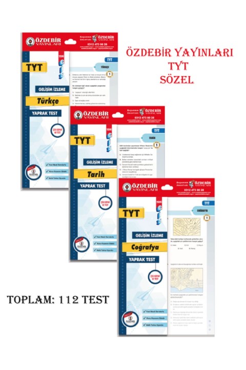 Özdebir Yayınları TYT Sözel Yaprak Test (Türkçe,Tarih,Coğrafya)