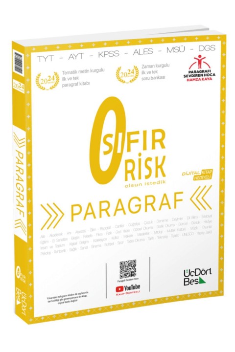 Üç Dört Beş Yayınları 2024 Model 0 Risk Paragraf Soru Bankası Altın Set