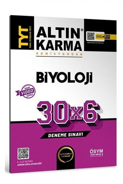 Yks Tyt Biyoloji 30x6 Deneme Video Çözümlü Yayınları
