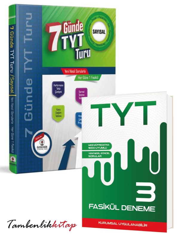 Yeni Nesil Sorularla Genel 3 Deneme ve 7 Günde Sayısal TYT Turu Kitap Seti Yeni Nesil Sorularla Genel 3 Deneme ve 7 Günde Sayısal TYT Turu Kitap Seti