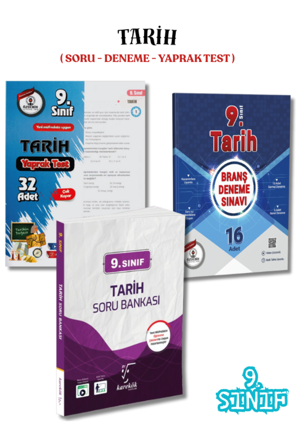 9.Sınıf Tarih 3'lü Soru Bankası,Deneme ve Yaprak Test Seti