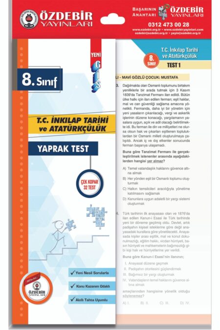 Özdebir Yayınları 8.sınıf Inkilap Tarihi Ve Atatürkçülük Yaprak Test