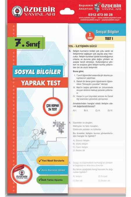 Özdebir Yayınları 7.Sınıf Sosyal Bilgiler Yaprak Test