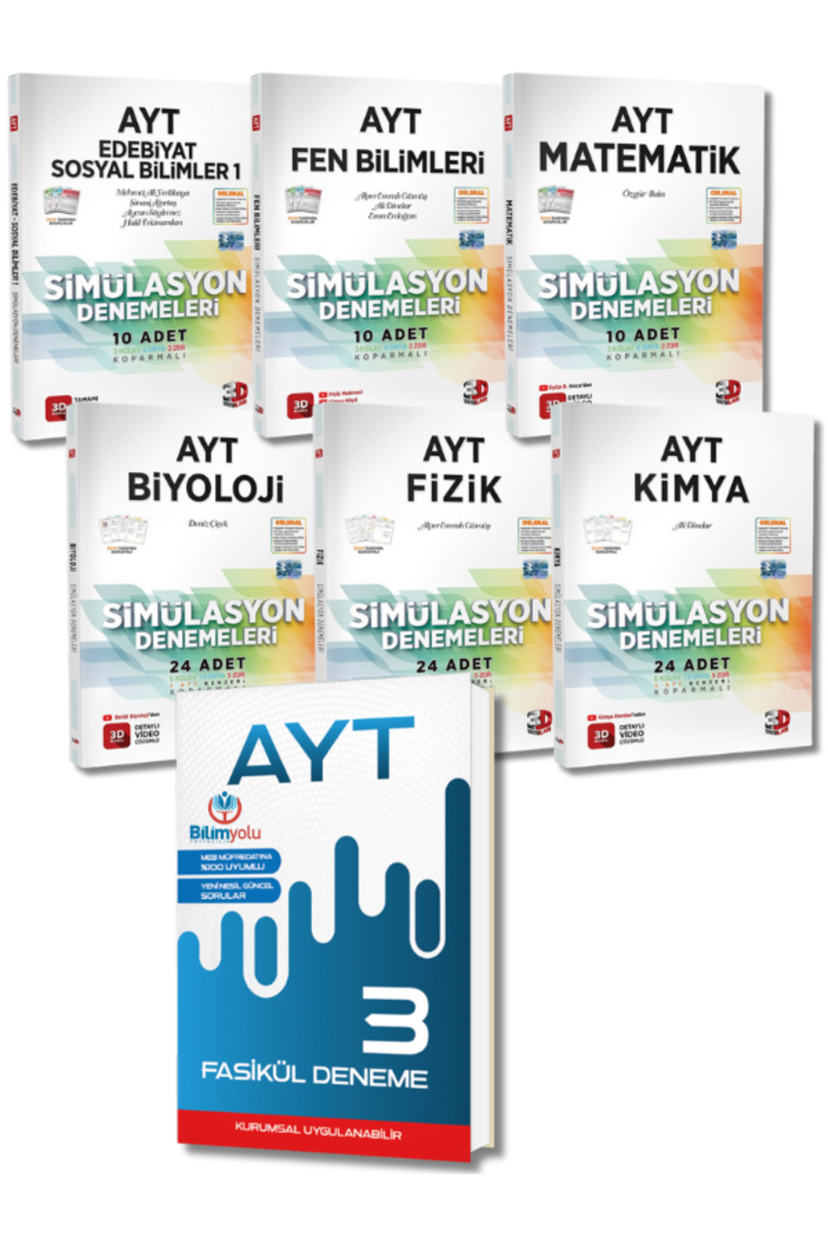 3D Yayınları ve Bilimyolu Yayıncılık'tan AYT Tüm Dersler Branş Deneme ve AYT 3 Genel Deneme Seti - Görsel 3
