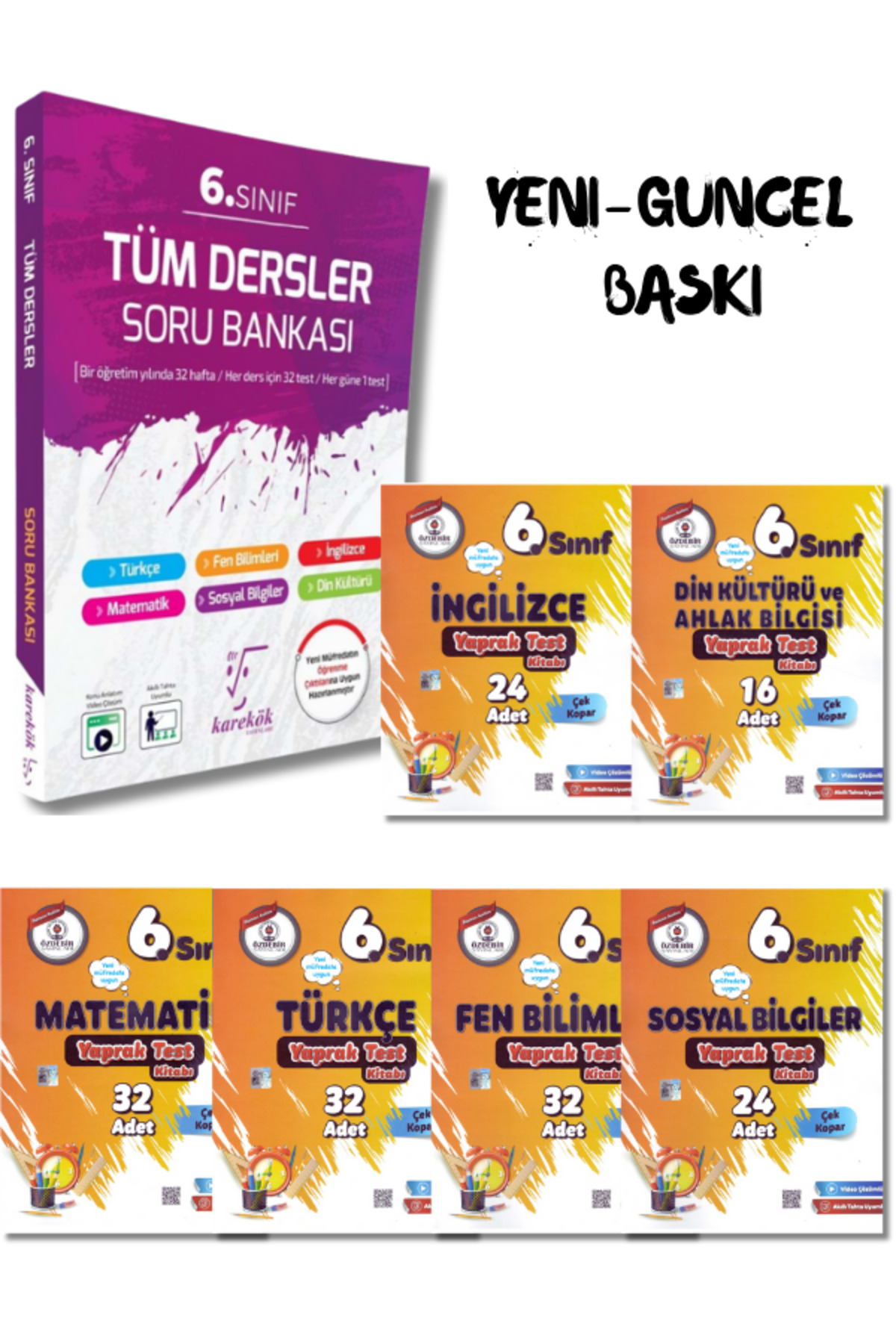 6.Sınıf Tüm Dersler Soru Bankası ve Yaprak Test Seti Karekök Yayınları Güncel Yeni Baskı