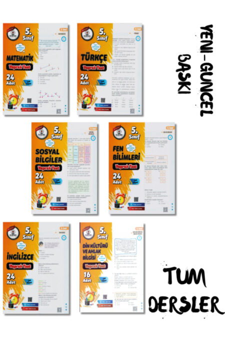 5.Sınıf Tüm Dersler Yaprak Test Seti Güncel Yeni Baskı 6 Ders Birden