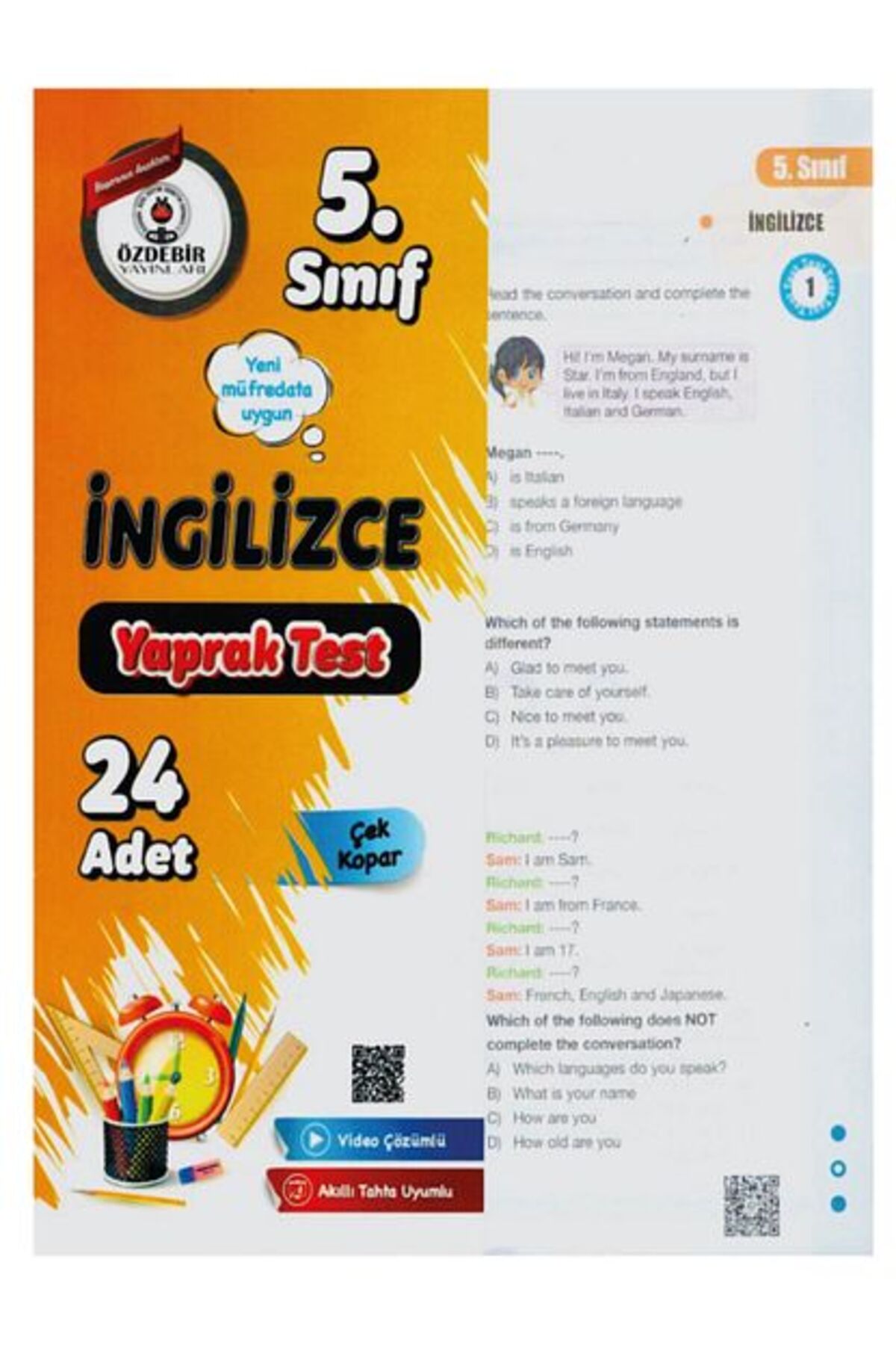 5.Sınıf Yeni Müfredat İngilizce Yaprak Test - Görsel 3