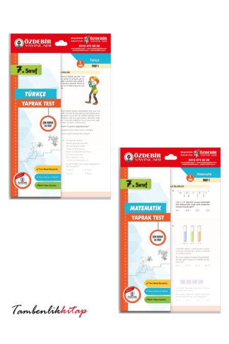 7.Sınıf Türkçe, Matematik 2'li Yaprak Test Seti Özdebir Yayınları