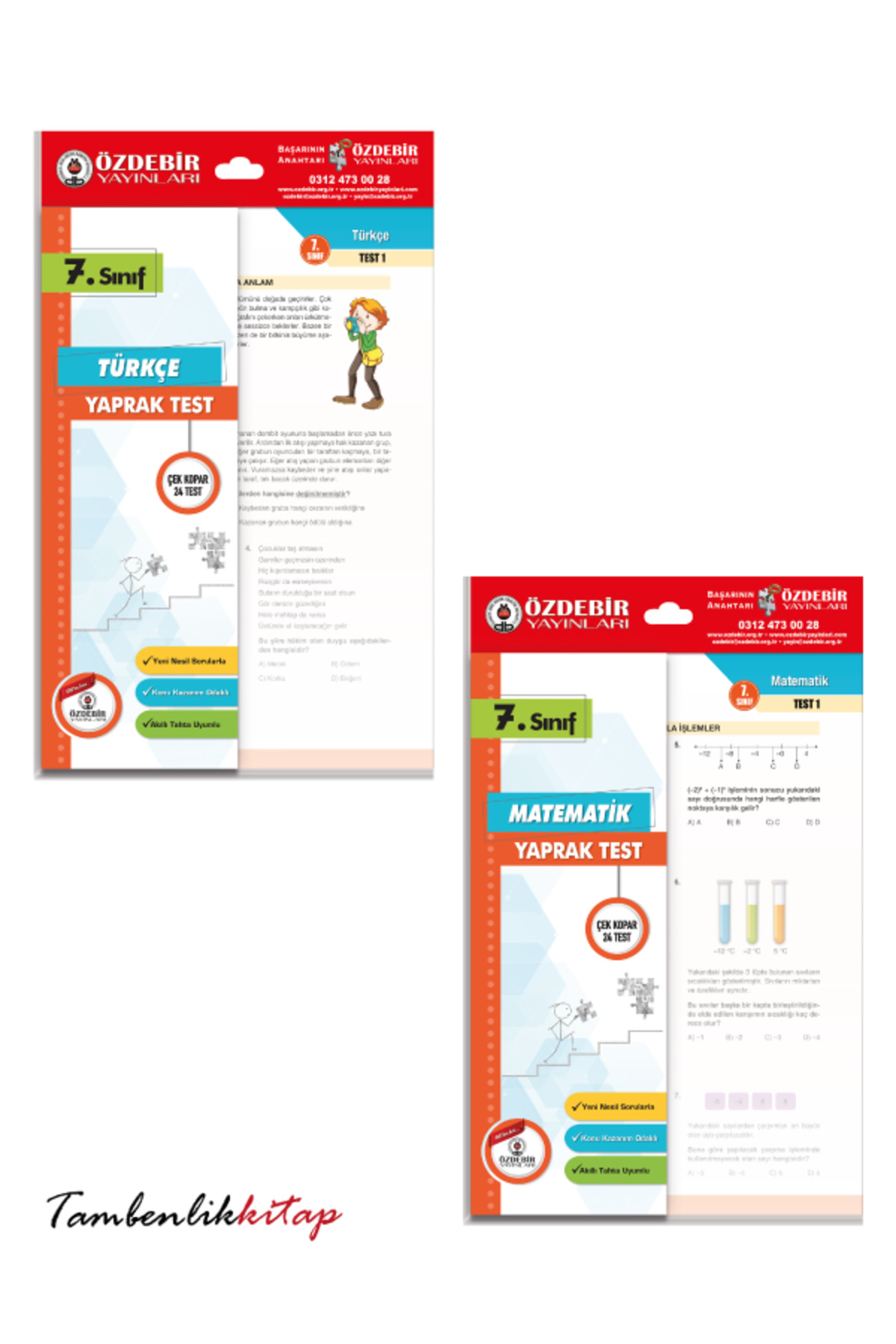 7.Sınıf Türkçe, Matematik 2'li Yaprak Test Seti Özdebir Yayınları - Görsel 2