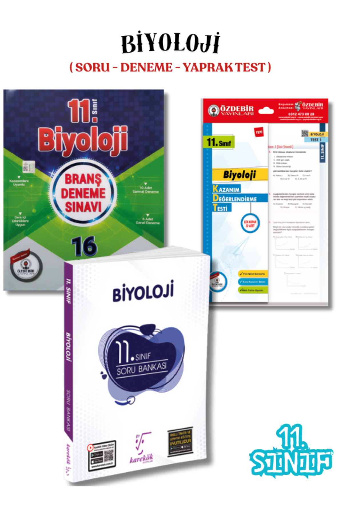 11.Sınıf Biyoloji 3'lü Soru Bankası,Deneme ve Yaprak Test Seti