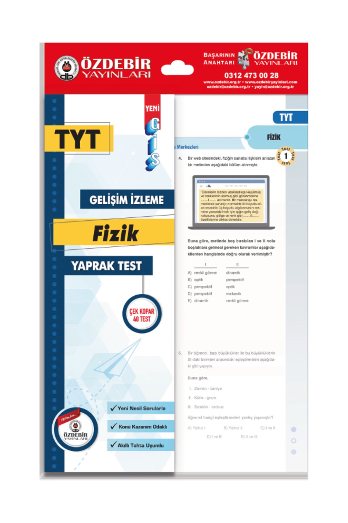 ÖZDEBİR YAYINLARI TYT YAPRAK TEST SAYISAL SET (MATEMATİK, GEOMETRİ, TÜRKÇE, FİZİK, KİMYA, BİYOLOJİ) - Görsel 5