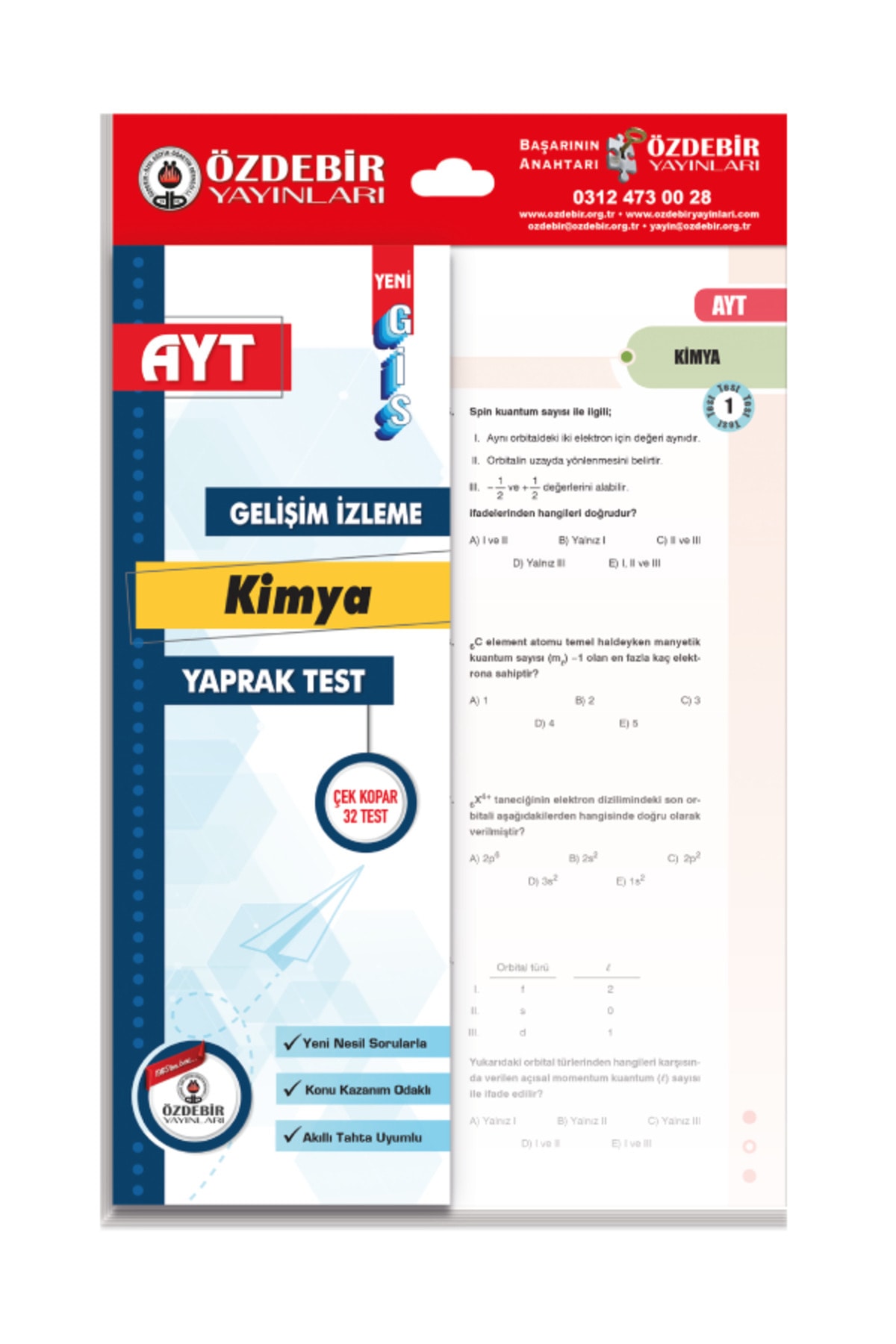 ÖZDEBİR YAYINLARI AYT YAPRAK TEST SAYISAL SET (MATEMATİK, GEOMETRİ, FİZİK, KİMYA, BİYOLOJİ) - Görsel 5
