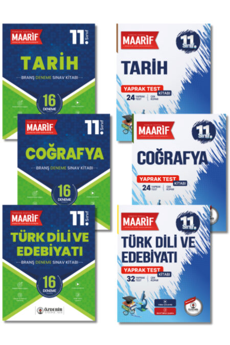 11.Sınıf Sözel Branş Deneme ve Yaprak Test Seti Tarih, Coğrafya, Edebiyat (Maarif Modeli'ne Göre Hazırlanmıştır)