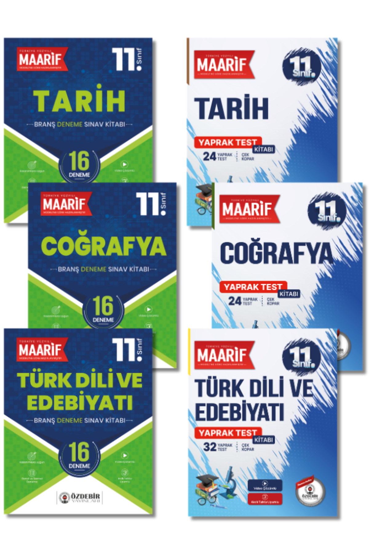 11.Sınıf Sözel Branş Deneme ve Yaprak Test Seti Tarih, Coğrafya, Edebiyat (Maarif Modeli'ne Göre Hazırlanmıştır)