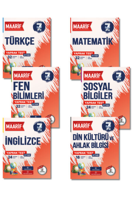 7.Sınıf Tüm Dersler Yaprak Test Seti (Maarif Modeli'ne Göre Hazırlanmıştır)