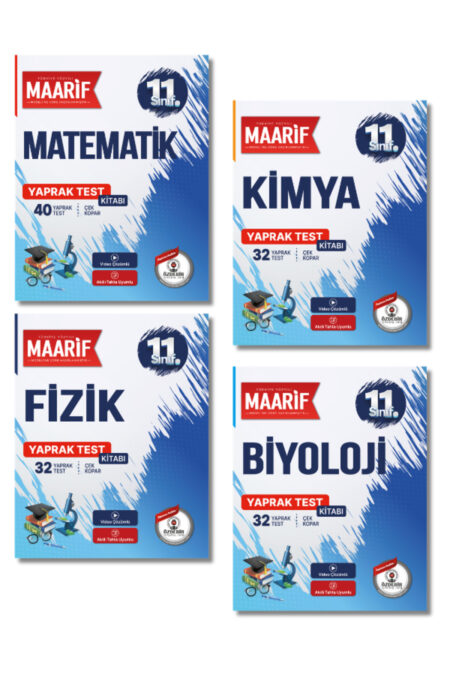 11.Sınıf Sayısal Yaprak Test Matematik,Fizik,Kimya,Biyoloji (Maarif Modeli'ne Göre Hazırlanmıştır)