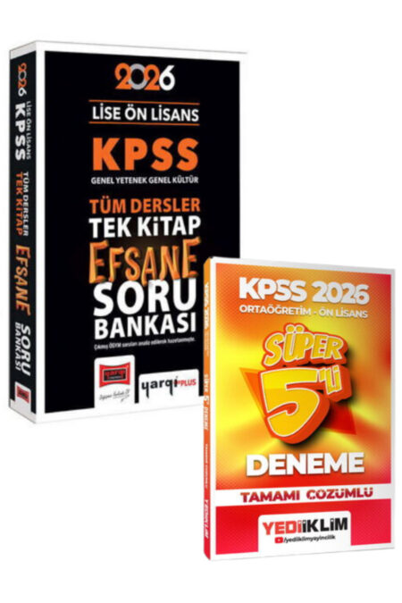 Yargı Yayınları KPSS Lise Ön Lisans Tüm Dersler Tek Kitap Soru Bankası ve Tamamı Çözümlü Süper 5 Deneme