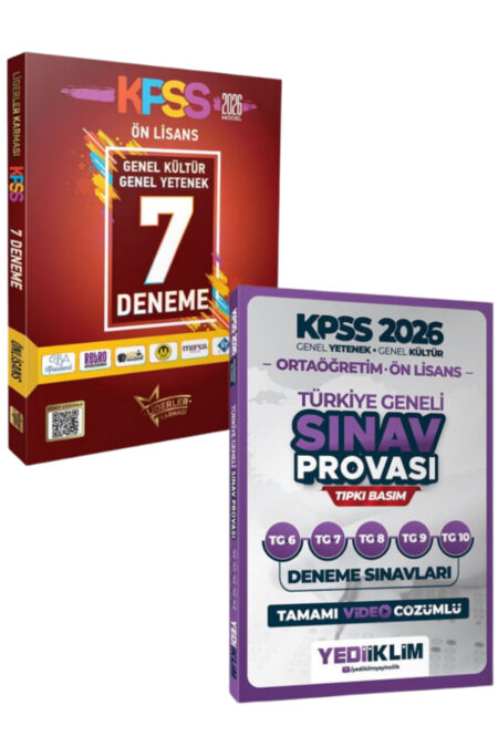 Yediiklim Yayınları KPSS Ön Lisans Tamamı Video Çözümlü 12 Sınav Provası