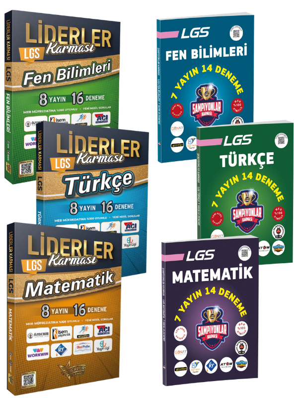 8.Sınıf LGS Türkçe, Matematik, Fen Bilimleri 90 Branş Deneme Liderler Karması